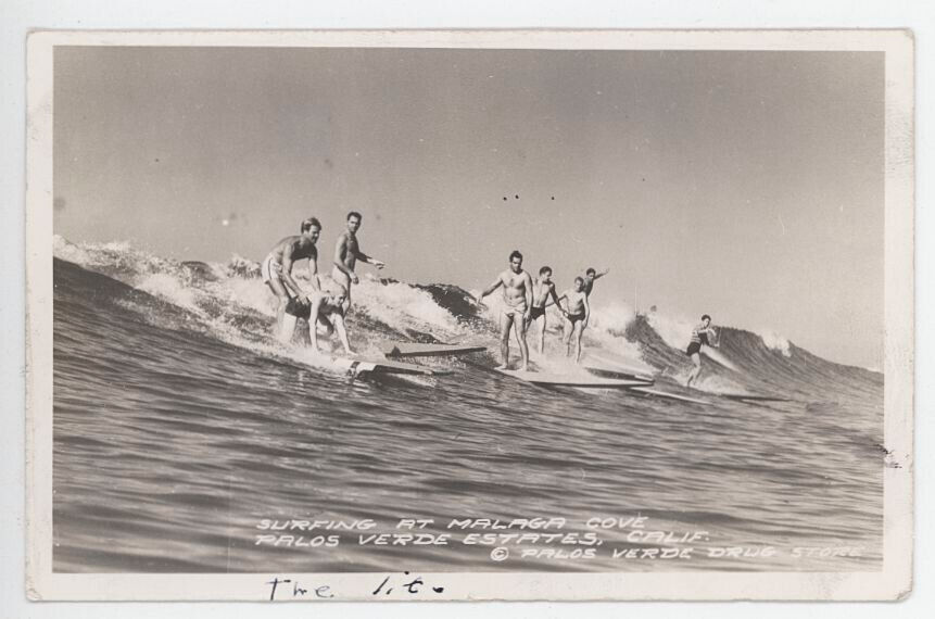 Vintage California Surf postcard- Palos Verdes, -Free shipping