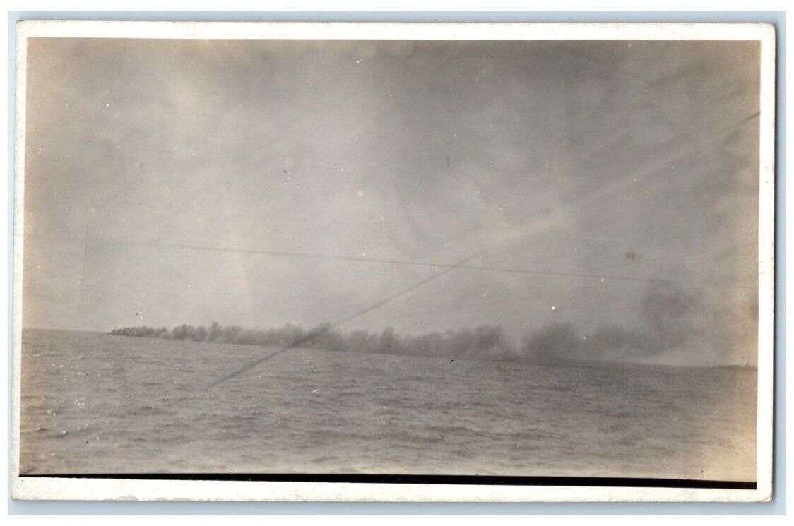 c1923 View From USS Colorado Smokescreen  English Destroyer RPPC Photo Postcard