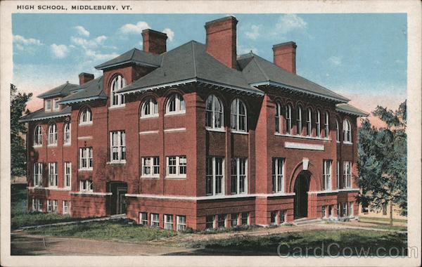 Middlebury,VT High School Addison County Vermont G.T. Champagne Postcard Vintage