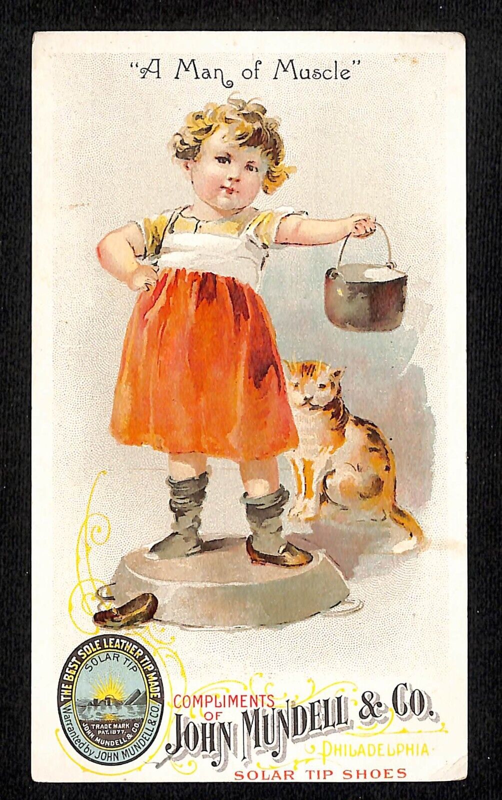 Mundell\'s Solar Tip Shoes WH & HM Miller York, PA Victorian Trade Card