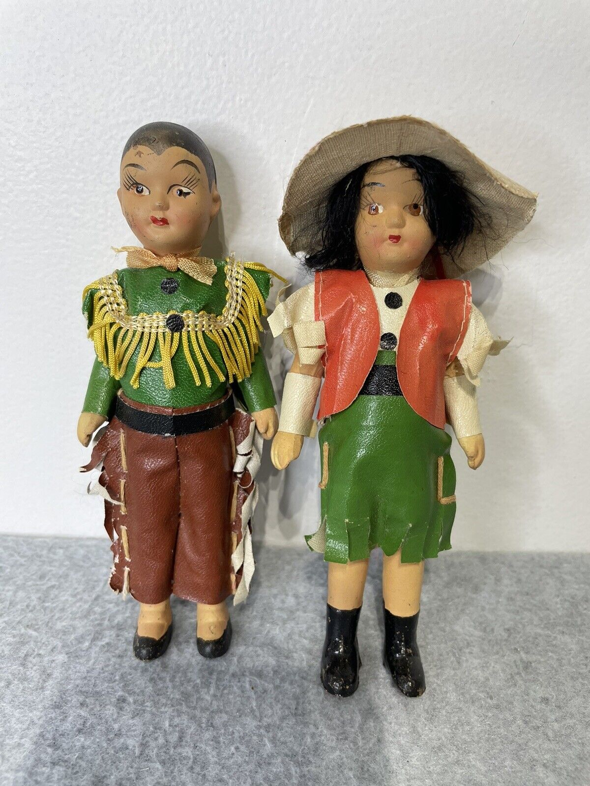 Vintage Made in Japan Mexican Dolls hand painted clay
