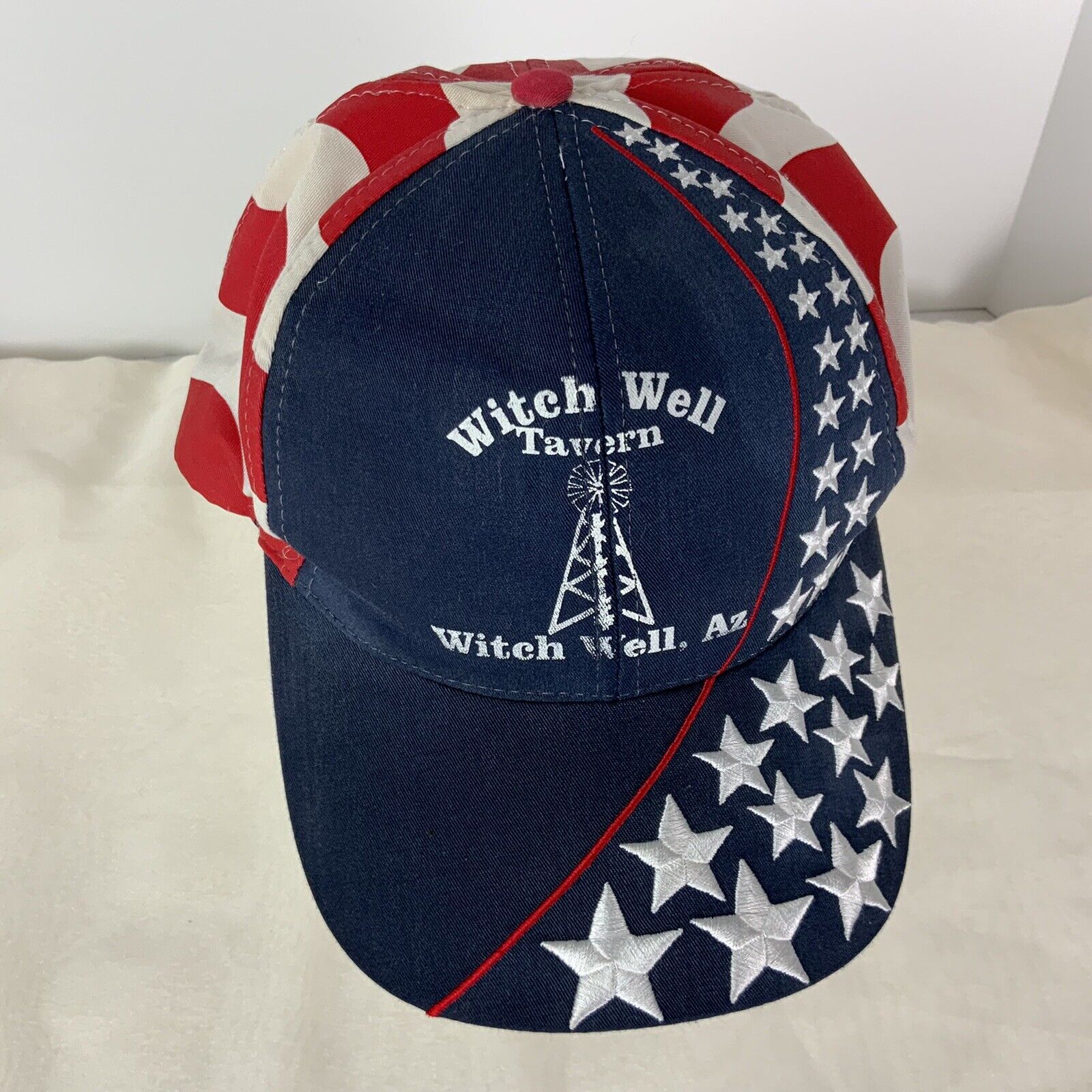 VTG Nissan Witch Well Tavern AZ Red White Blue Truckers Hat Metal Snap Closure