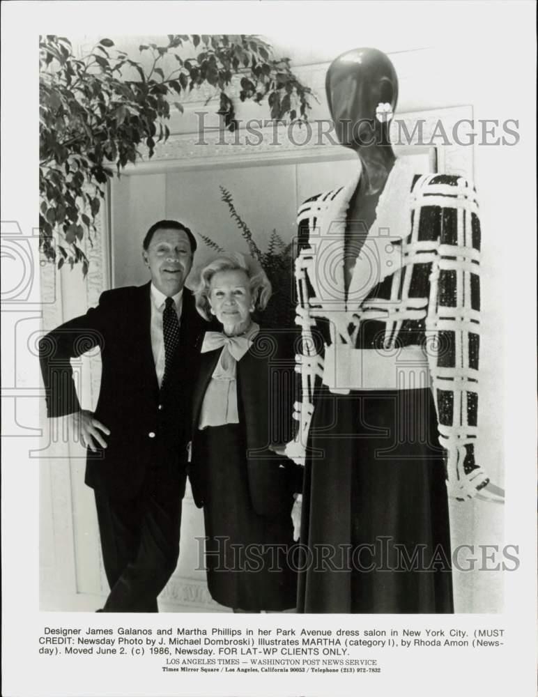 1986 Press Photo Designer James Galanos and Martha Phillips in New York City