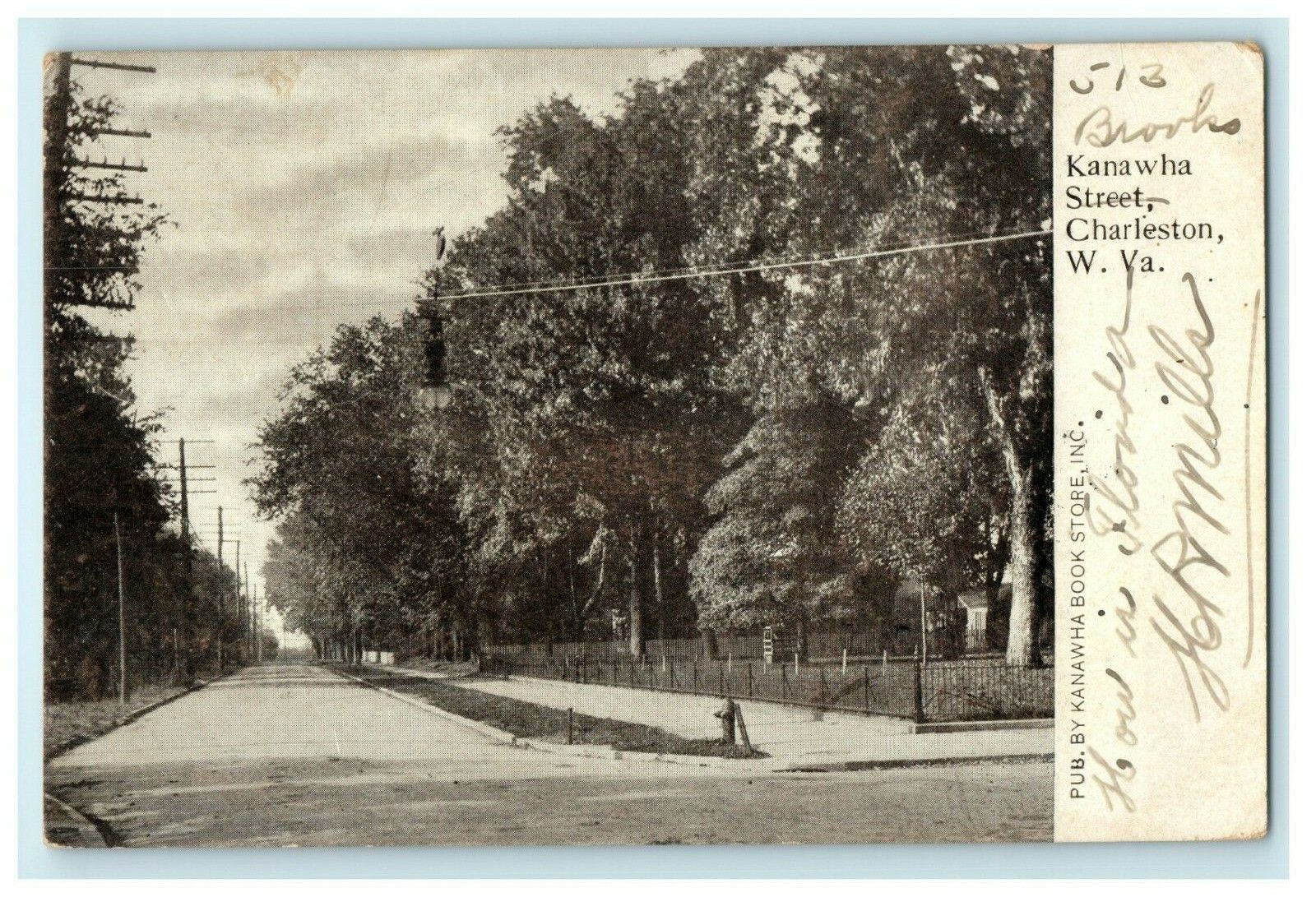 1907 A View from Kanawha County, Charleston, Western Virginia V.A. Postcard