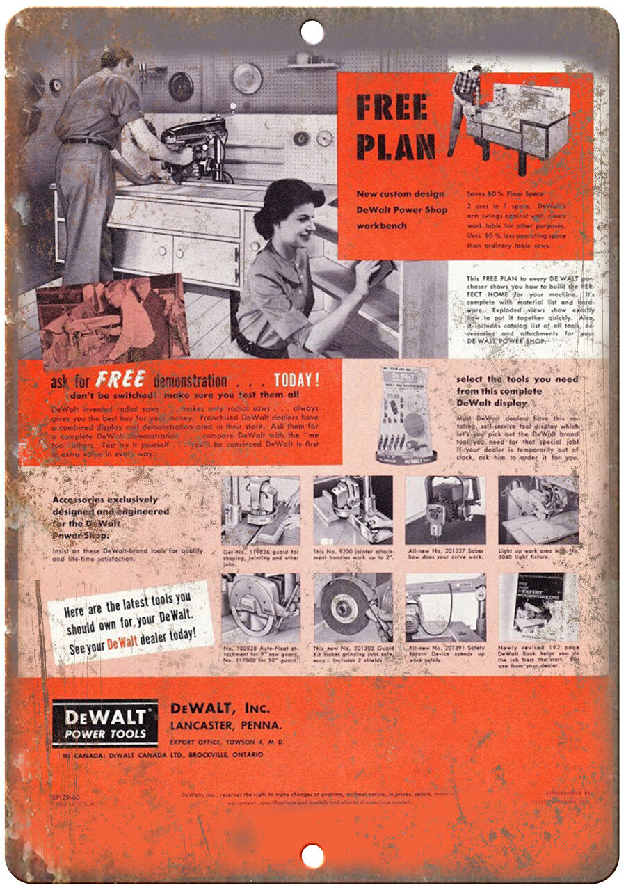 Dewalt Power Tools Free Plan Vintage Print Ad - 12