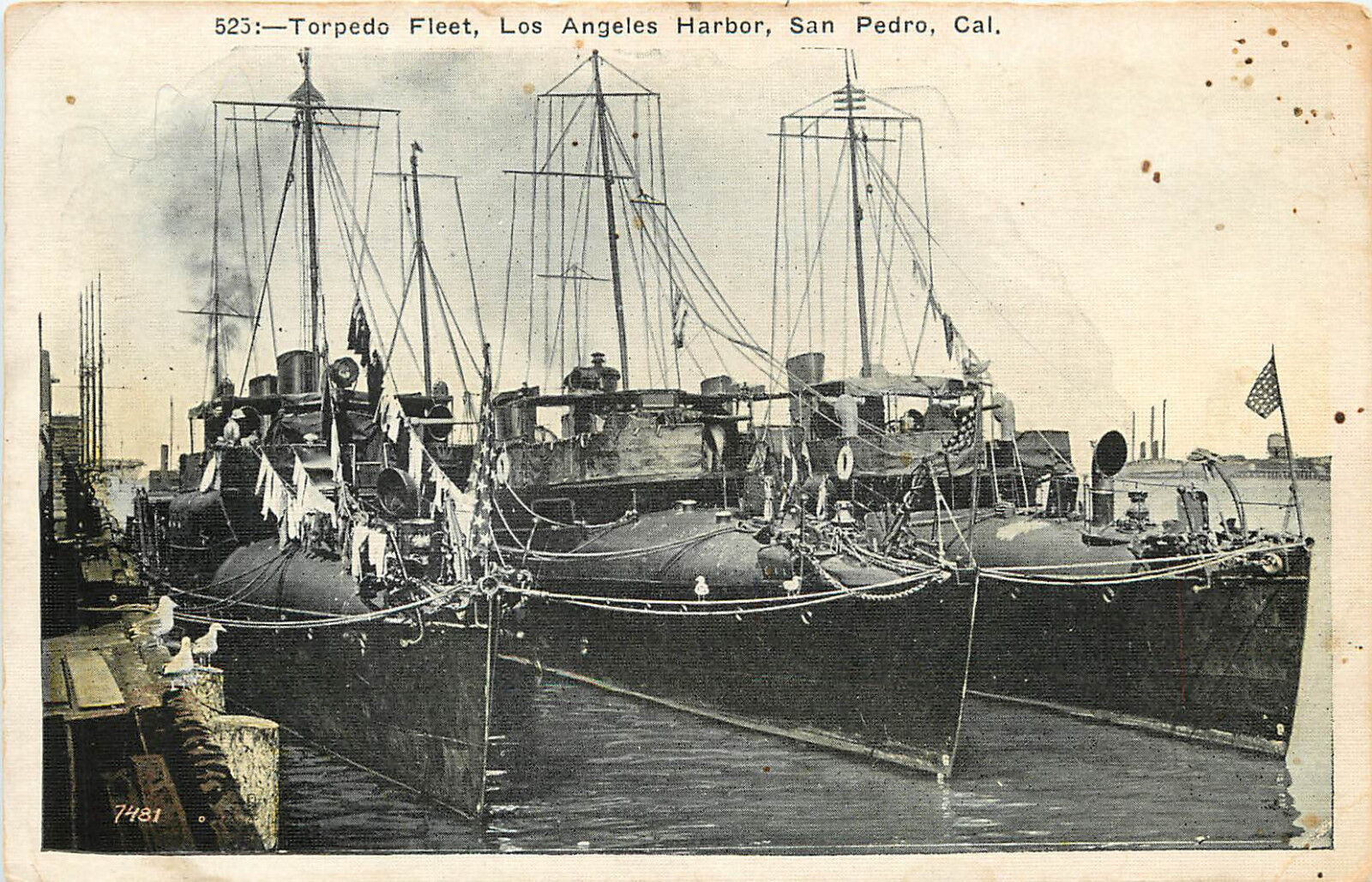 Vintage Postcard Torpedo Fleet Los Angeles Harbor San Pedro CA 