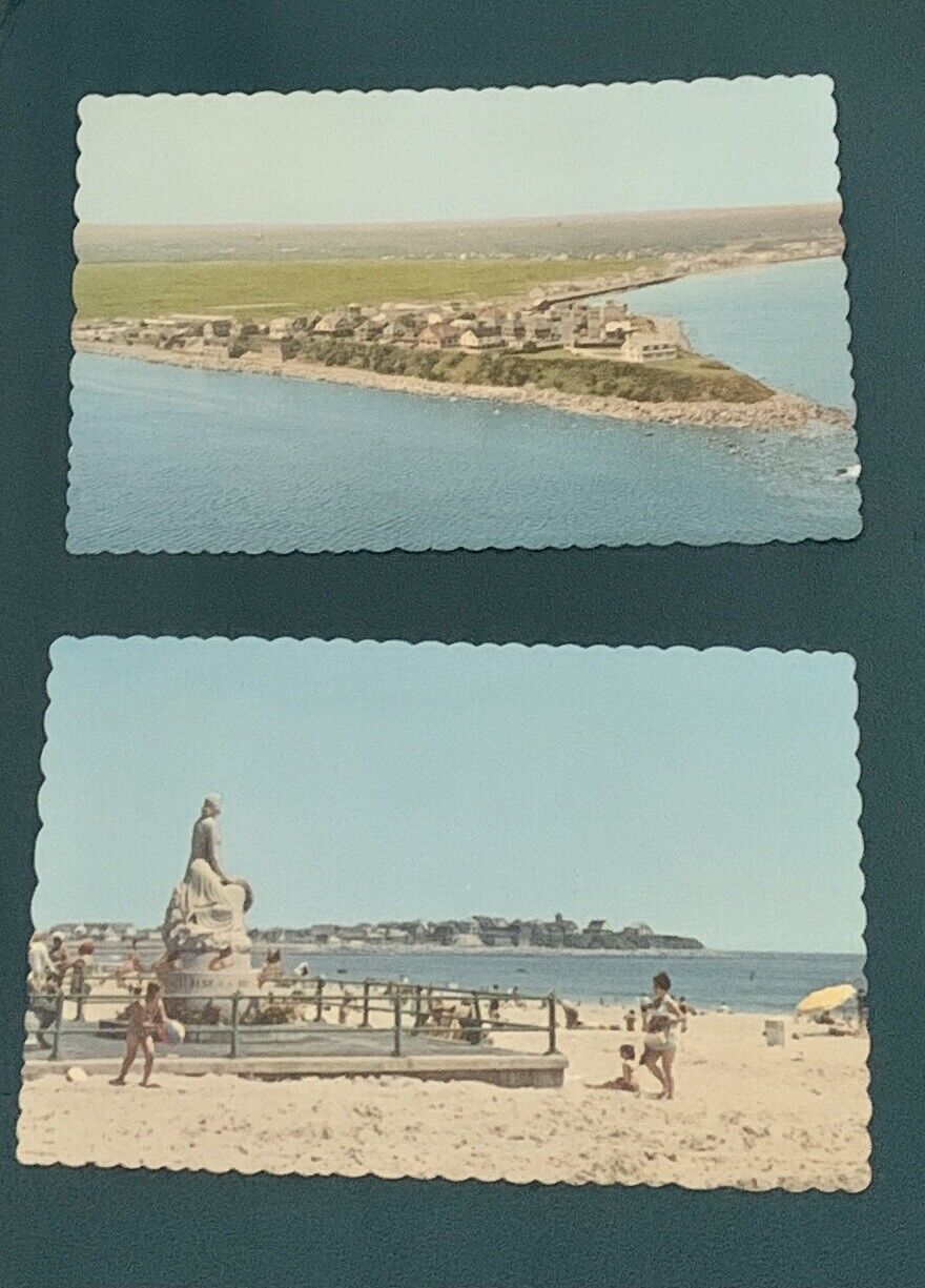 Pair Of Vintage Hampton Beach, NH Postcards Marine Memorial & Great Boar’s Head