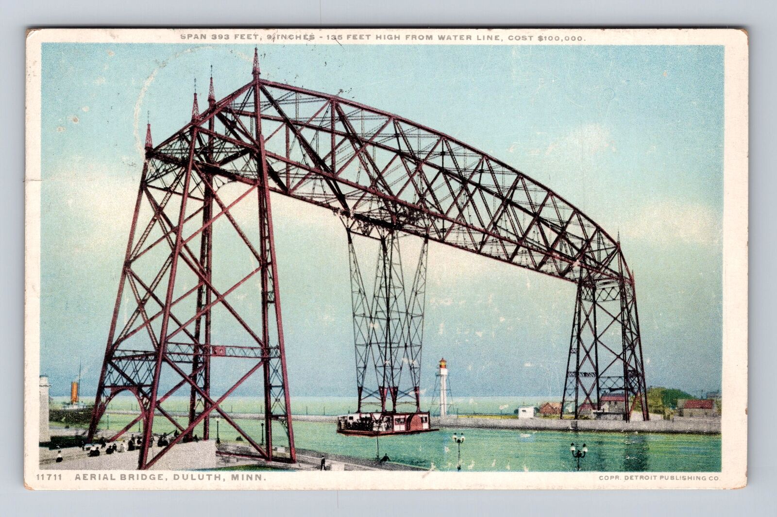 Duluth MN-Minnesota, Aerial Bridge, Antique Vintage Souvenir Postcard