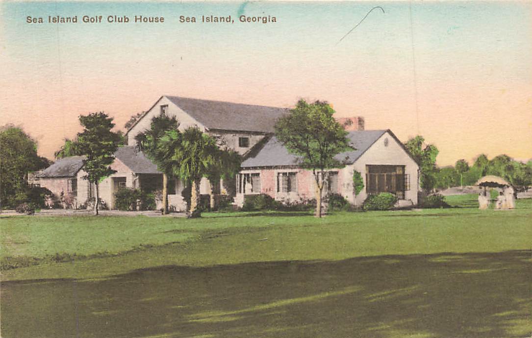 c1920s-30s Sea Island Golf Club House Hand Colored Sea Island GA P425