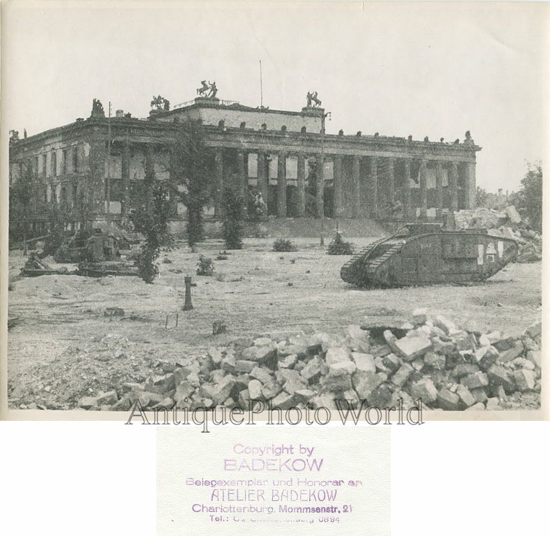 Altes Museum in ruins tank WWII Berlin Germany antique photo by M. Badekow