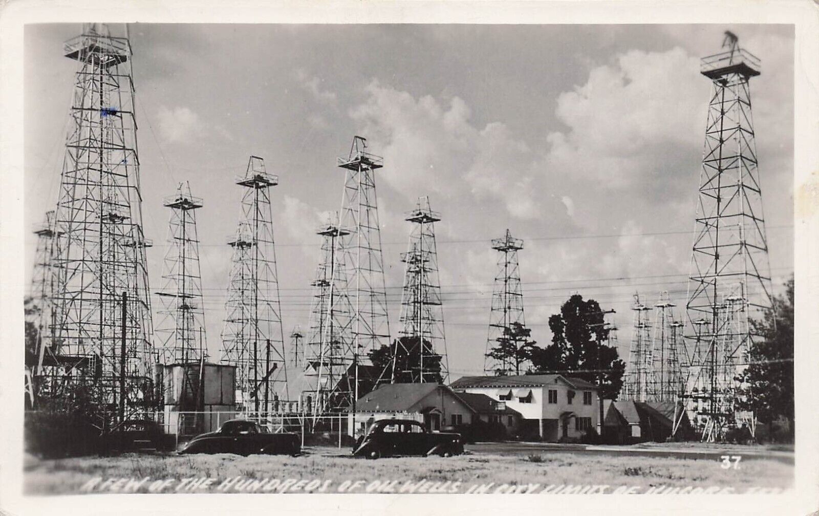 RPPC Kilgore TX East Texas Oil Field Wells Boom 1940s Photo Postcard E1