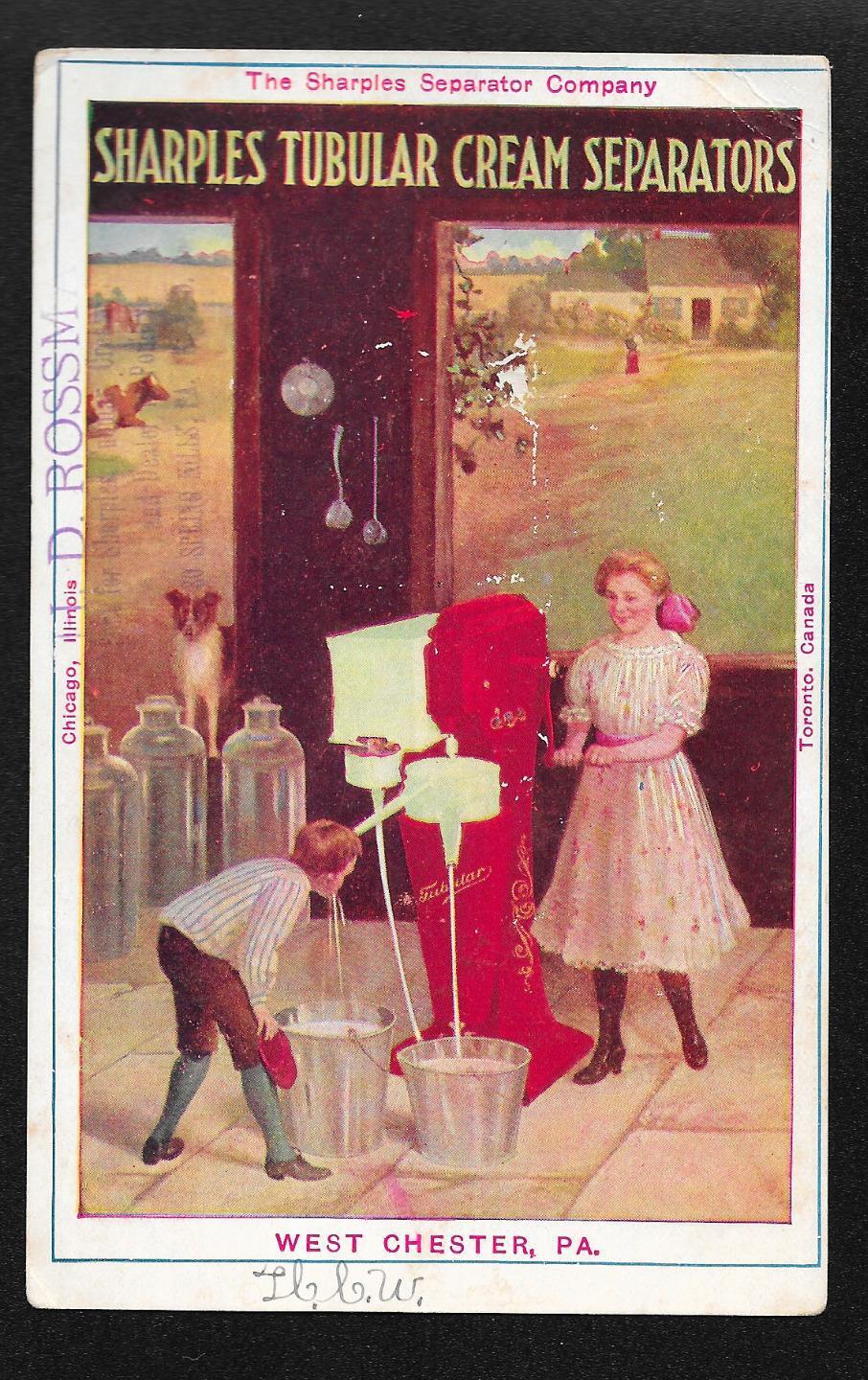 Vintage Sharples Tubular Cream Separators Advertising Postcard