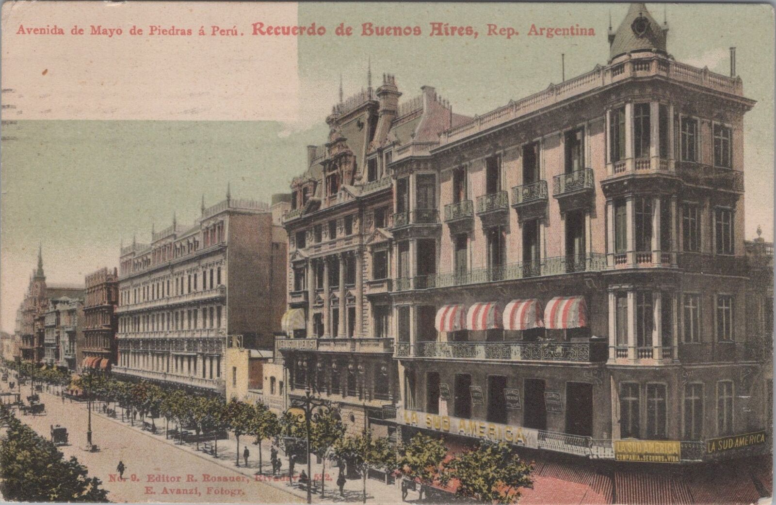 Avenida de Mayo de Piedras a Peru Buenos Aires Argentina 1904 Postcard