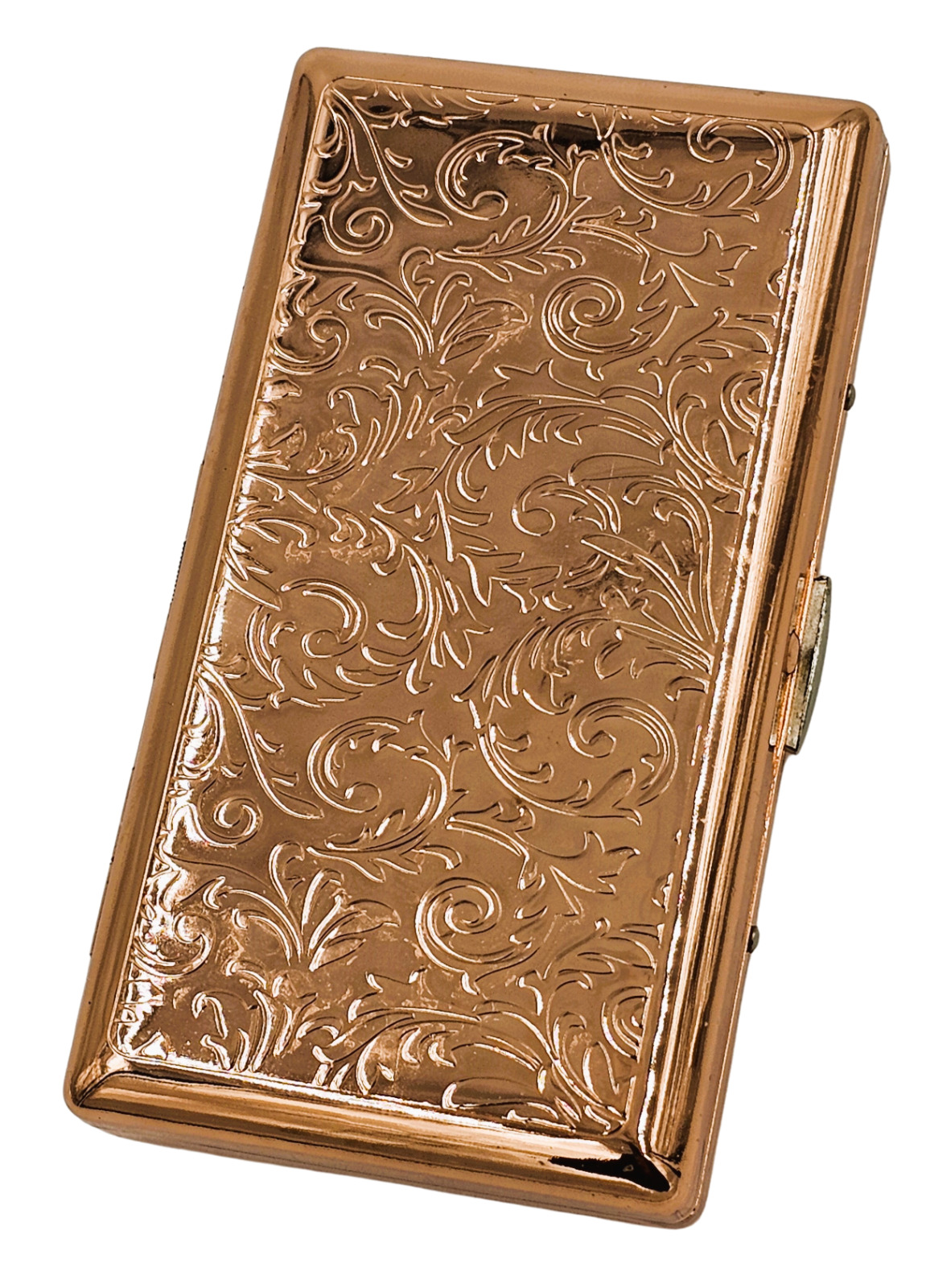 Retro Cigarette Case Double Sided King & 100s Boteh Rose Gold Color 4x2inch