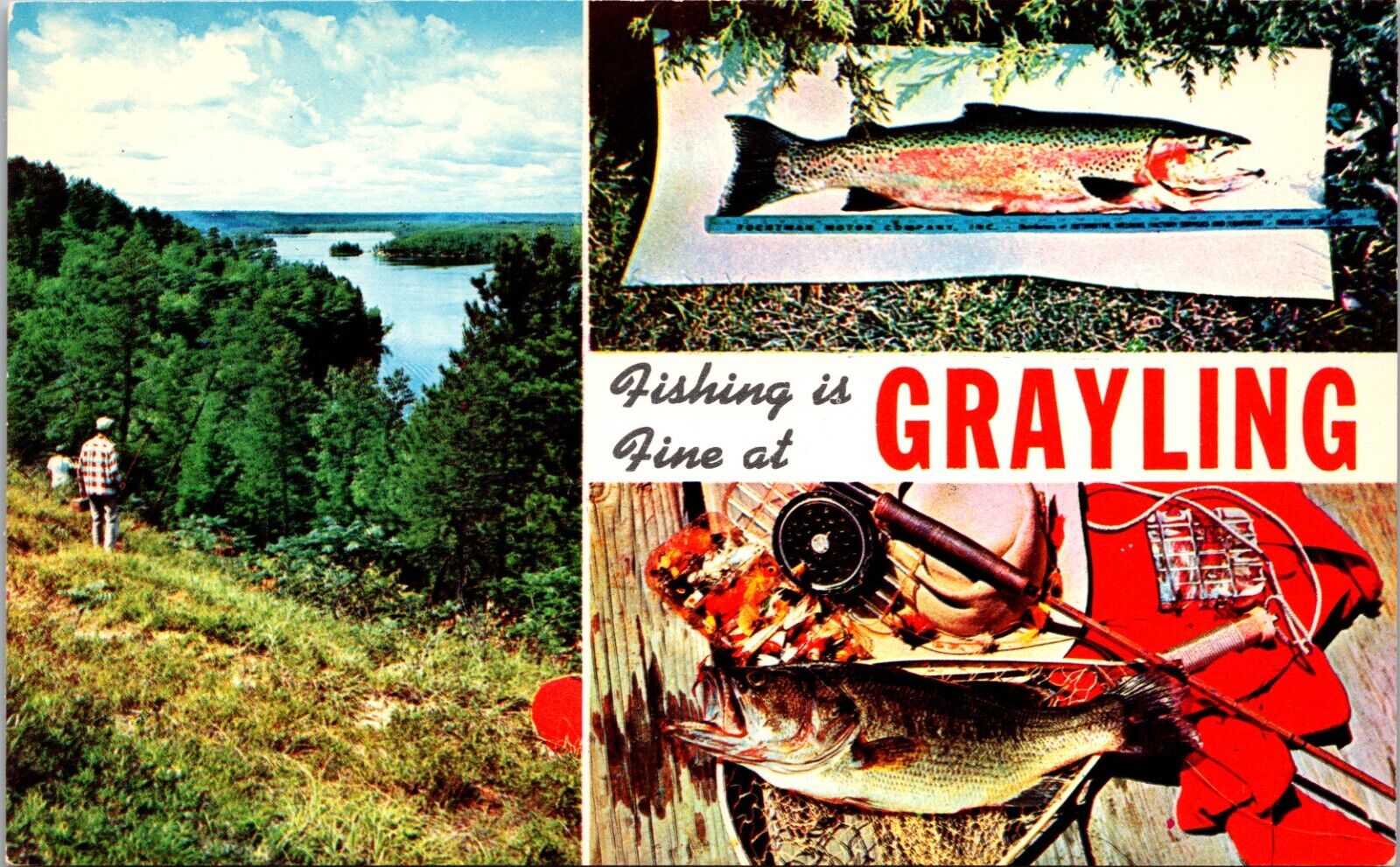 Grayling Michigan MI Fish Au Sable River Multiview Postcard L56