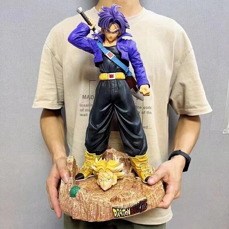 50cm Dragon ball Z Super Saiyan Future Warrior Trunks Figure Model Statue 2 head