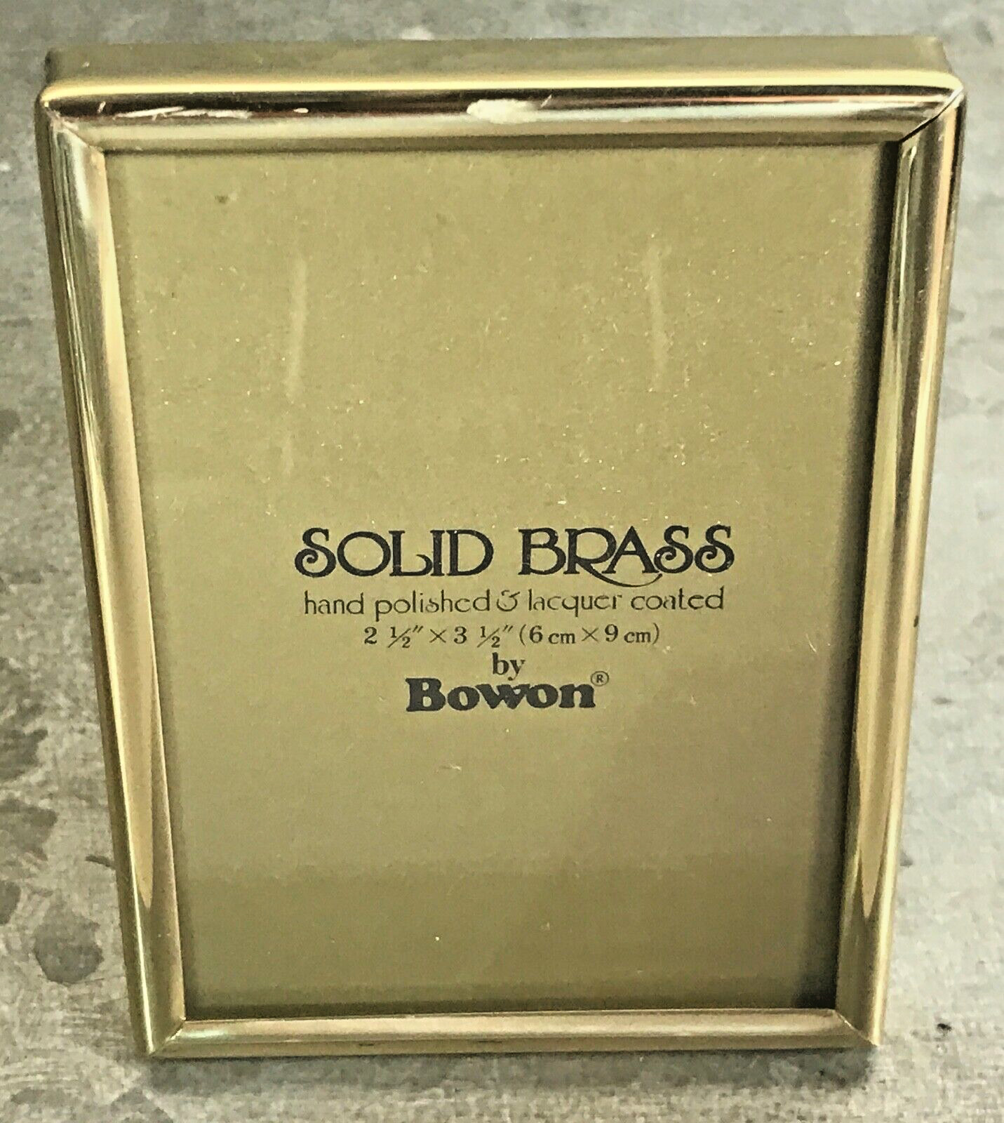 Vtg Bowon SOLID BRASS Standing 2.5x3.5 Photo FRAME Hand Polished Lacquer Coated