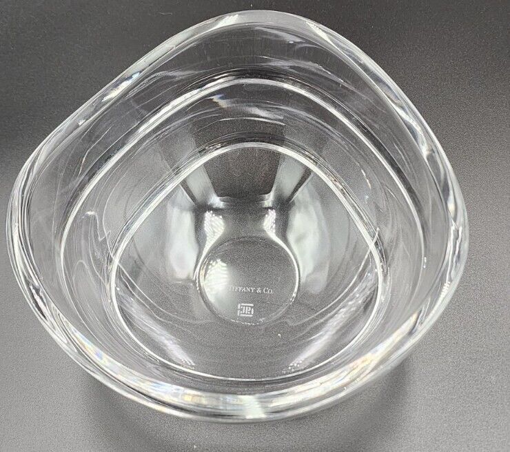 Tiffany & Co, signed Josef Riedel JR, Crystal Bowl Wave Design, 6.25 in diameter