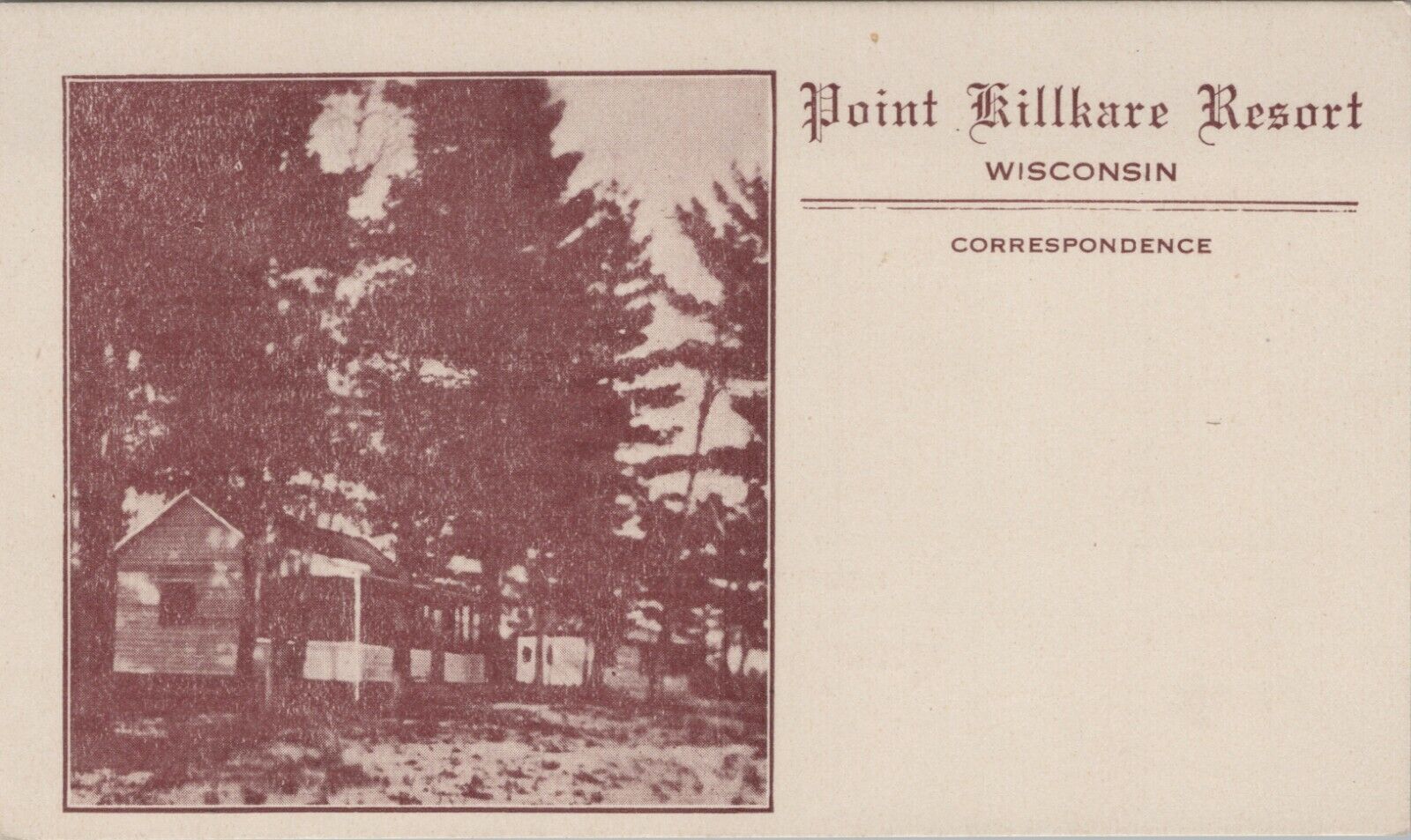 Point Killkare Resort Wisconsin exterior buildings trees c1900 postcard A868