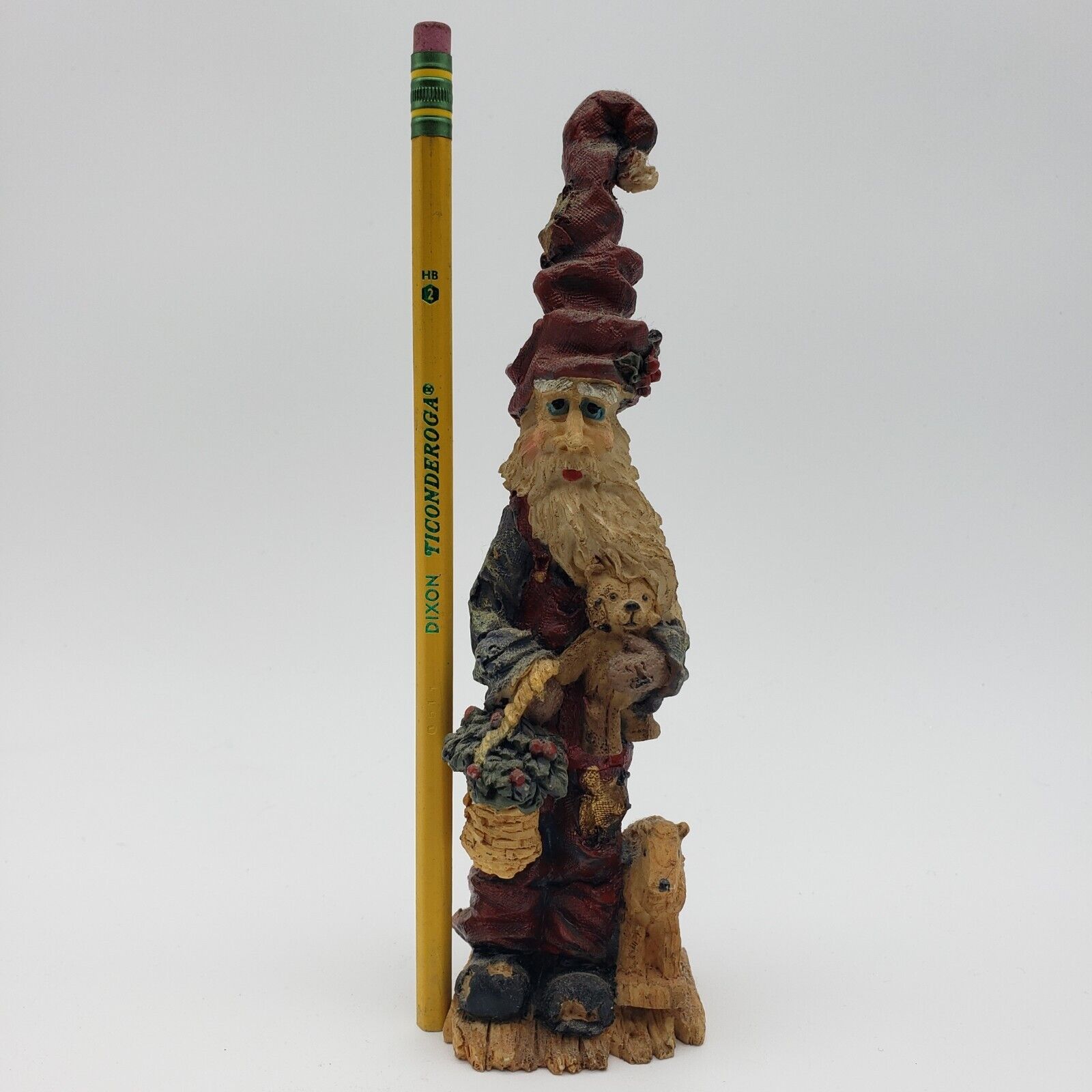 SANTA Humble Hobo Pencil Resin Figurine Jolly Old Elf Patches Bear Rocking Horse