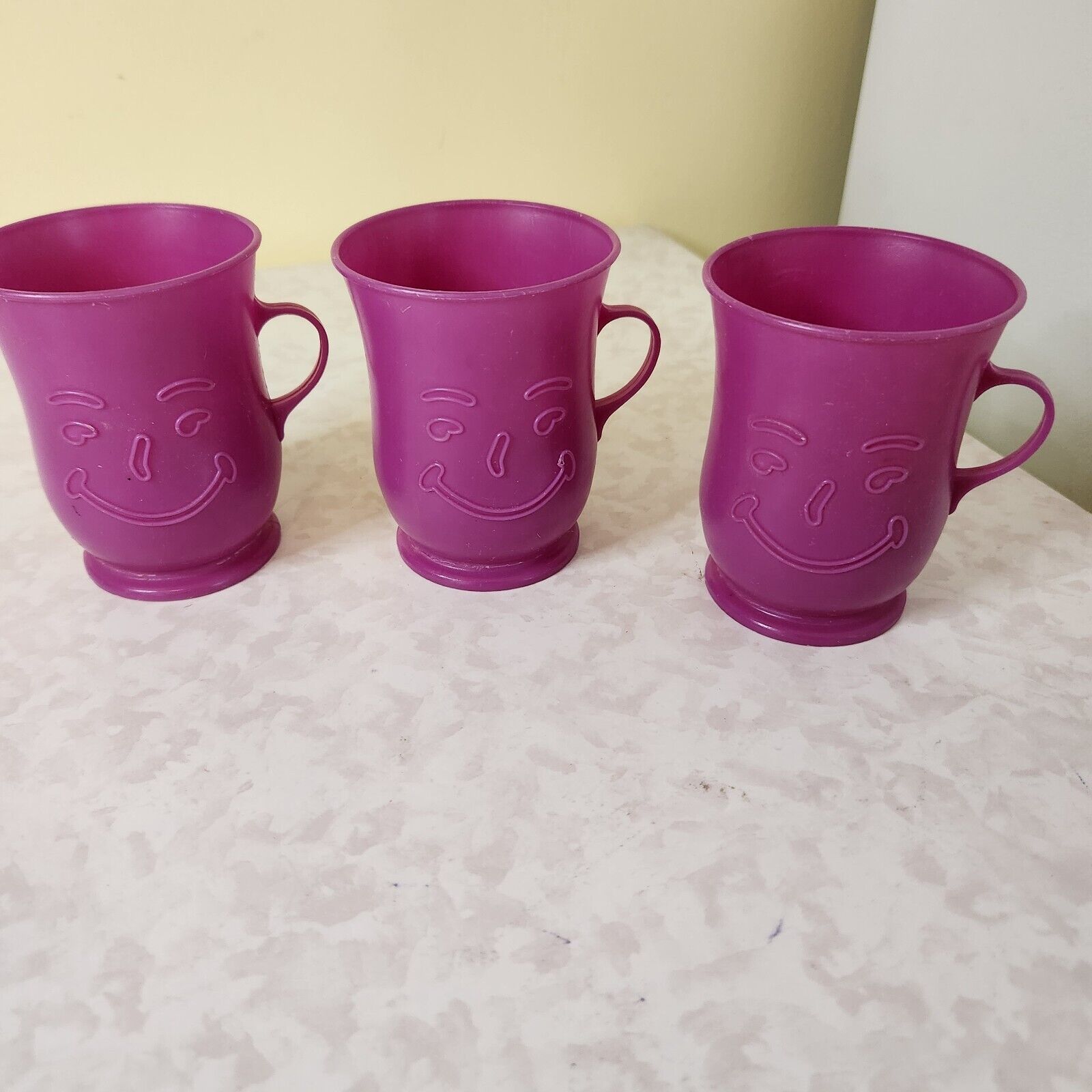 Set of 3 Vintage Kool Aid Man Purple Plastic Cups 1979 