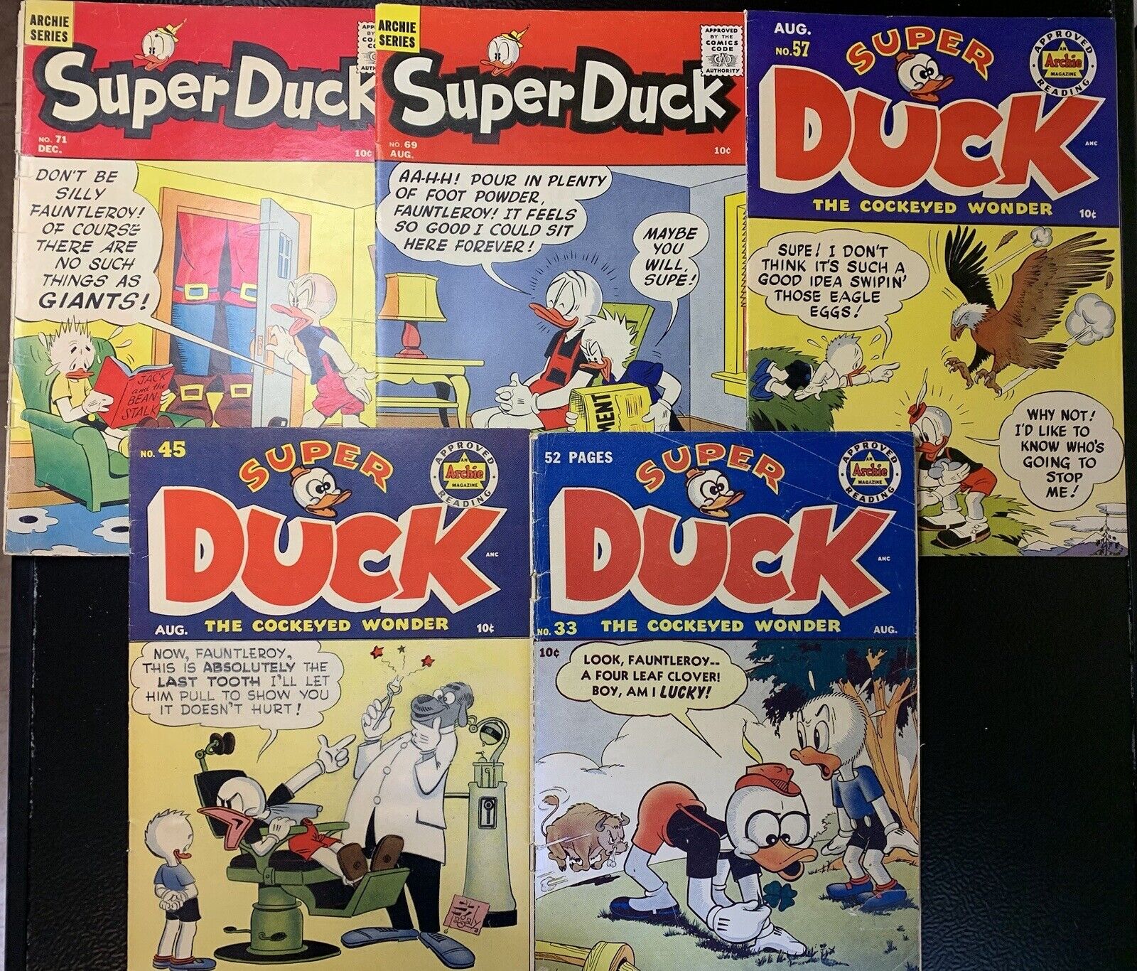 Super Duck Comics Lot #33 45 57 69 71 1950 Golden Age Great Condition Archie