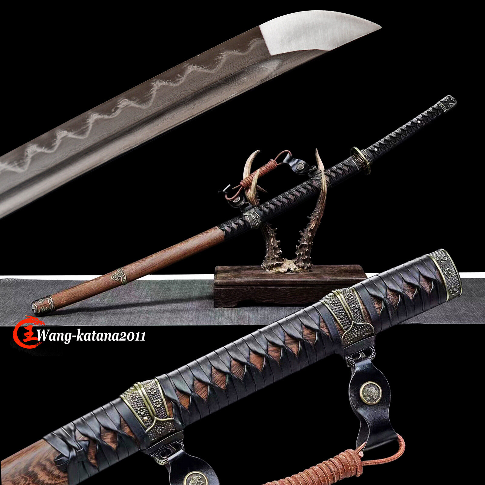 Sharp Rosewood Tachi Sword Clay Tempered Folded Steel Japanese Samurai Katana
