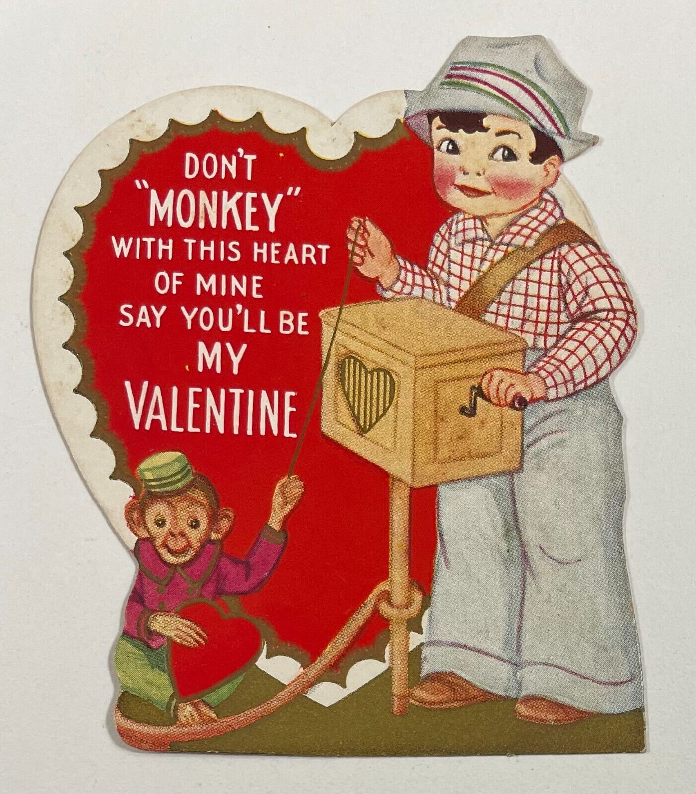 Vintage Valentine Card Monkey