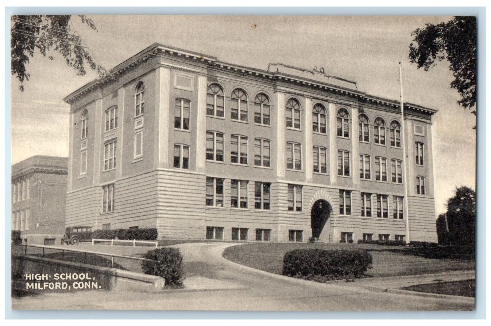 c1910s High School Exterior Milford Connecticut CT Unposted Vintage Postcard
