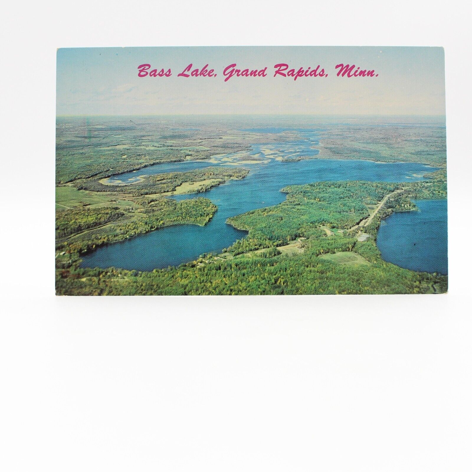 Bass Lake Grand Rapids Minnesota Postcard Unposted Aerial View