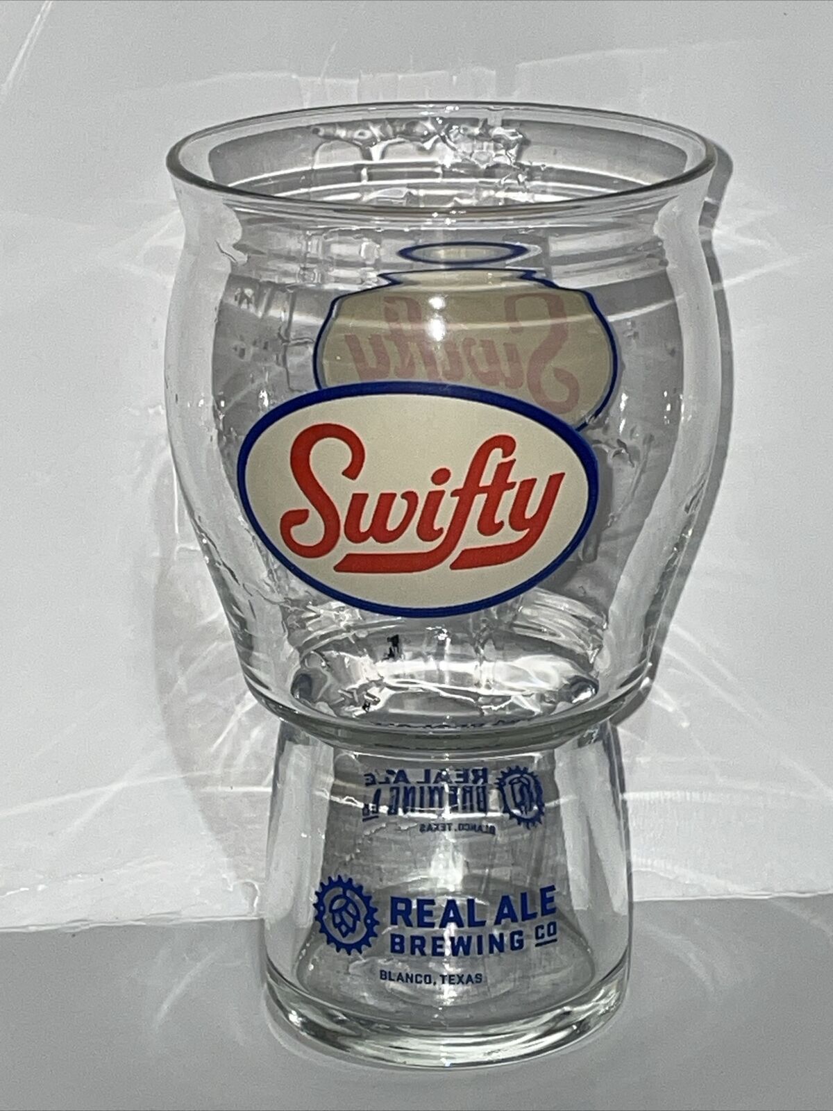Vintage Swifty Real Ale Brewing Co Beer Glass Sz 12 Fl Ounces Blanco Texas