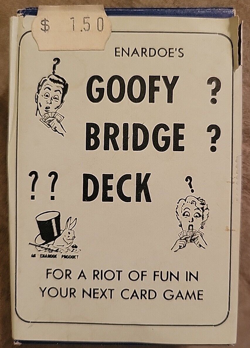 Vintage Enardoe's Goofy Bridge Reverse Color Playing Cards Blue Back