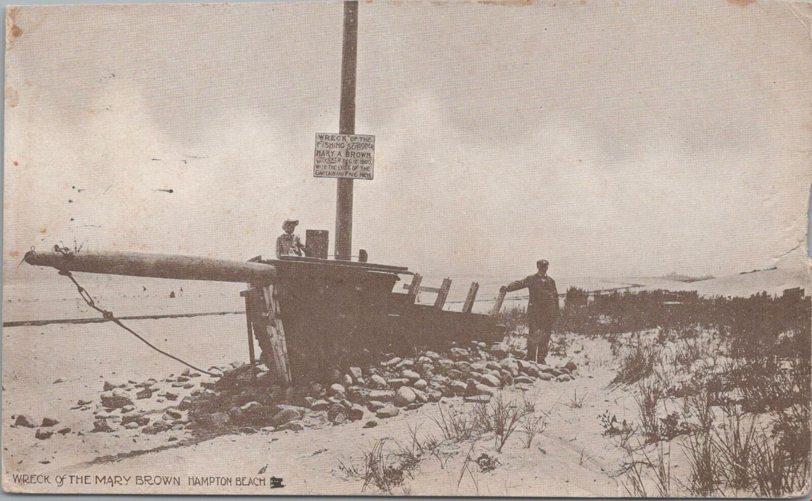 Postcard Ship Wreck of the Mary Brown Hampton Beach 