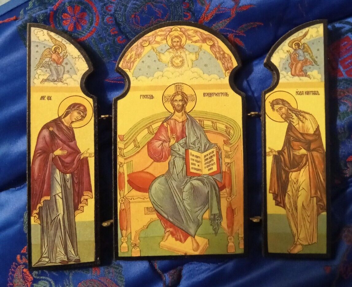 Russian Triptych Icon Solid Wood 4\