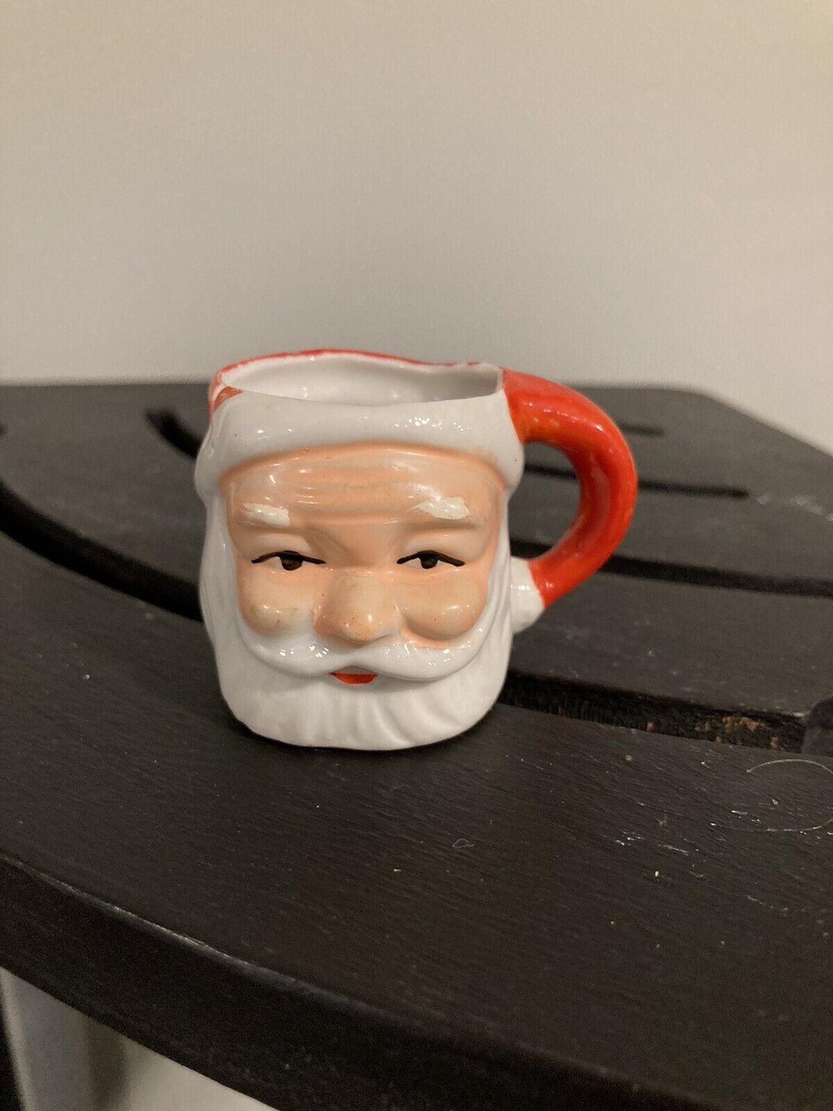 Vintage Mini  Ceramic Santa Face Mugs 1 1/2” Japan, Chip & Crack, Decor Piece