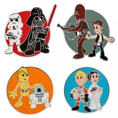 2024 Star Wars Pin Trading Starter Set 4 Pins Lanyard Disney NEW NOC