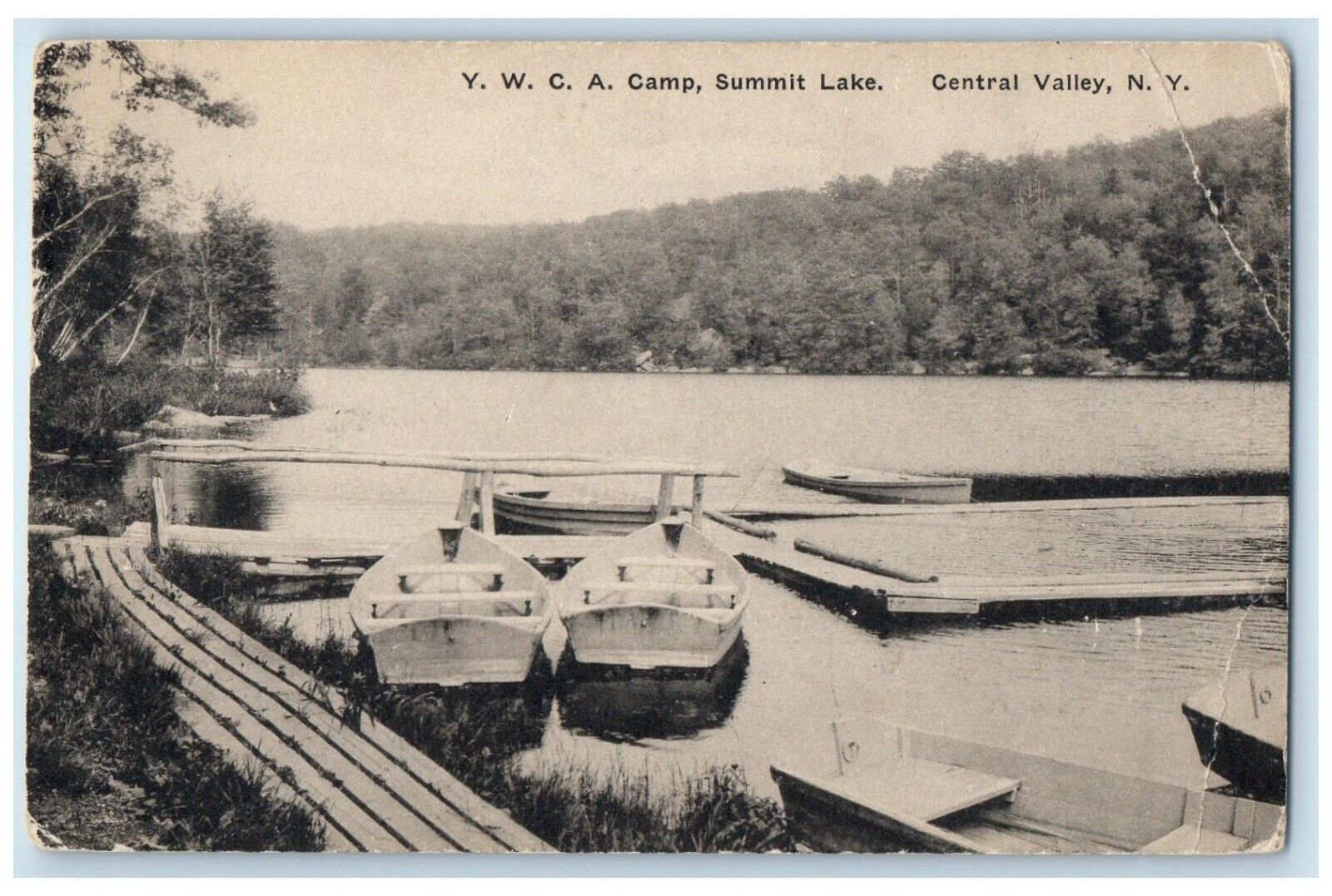 c1940 YWCA Camp Summit Lake Boat Canoe Central Valley New York Vintage Postcard