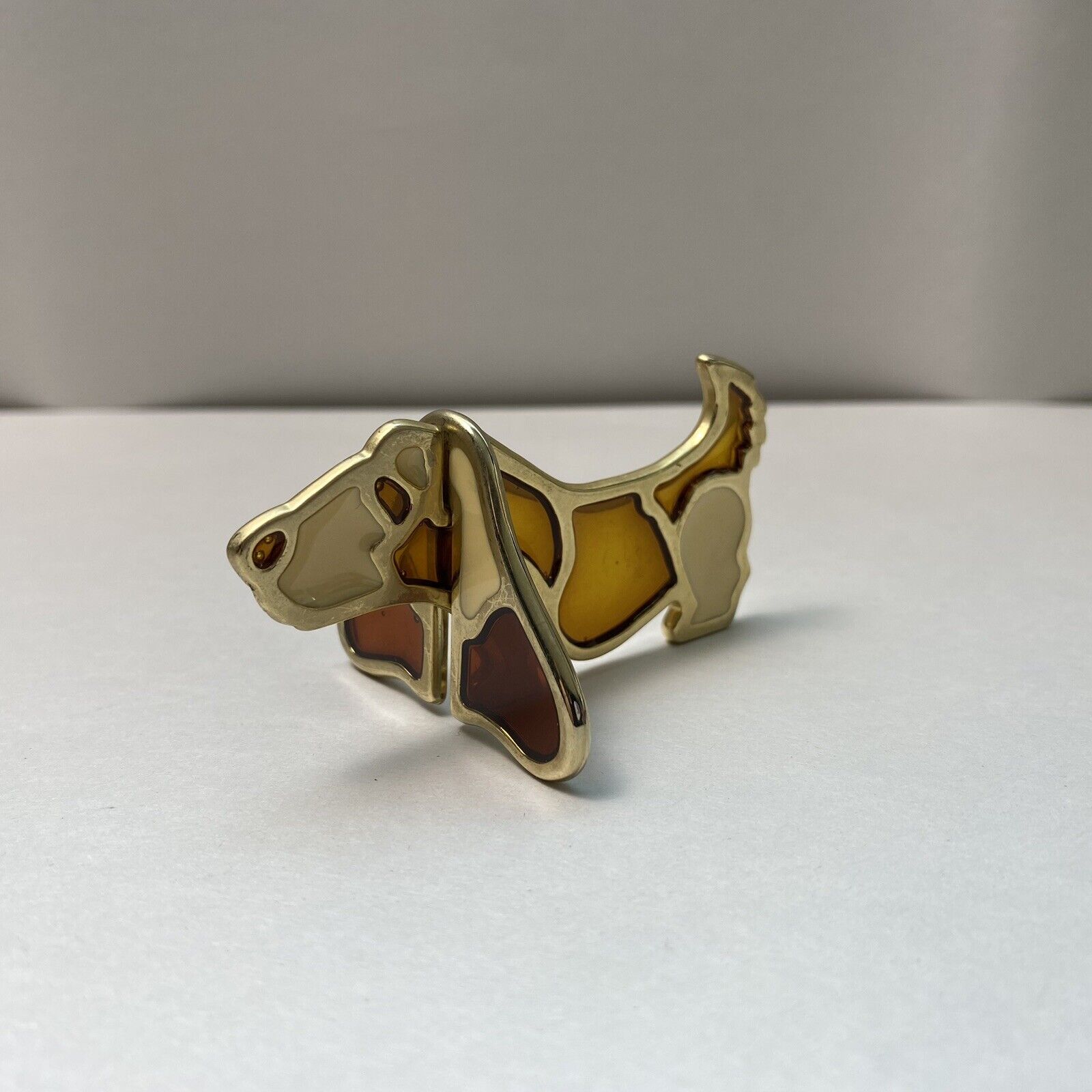 Small Vintage Stained Glass Hound Dog With Detachable Ears