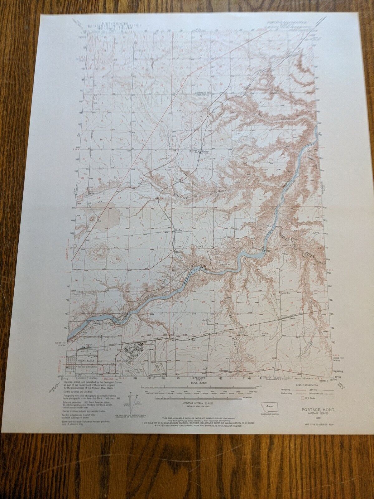 1968 MONTANA PORTAGE US DEPT INTERIOR GEOLOGICAL SURVEY MAP VTG