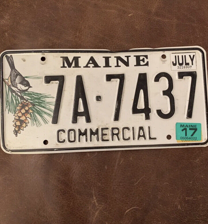 2017 Maine Chickadee  Commercial license plate. 🐥 pine cone. Tag # 7A 7437