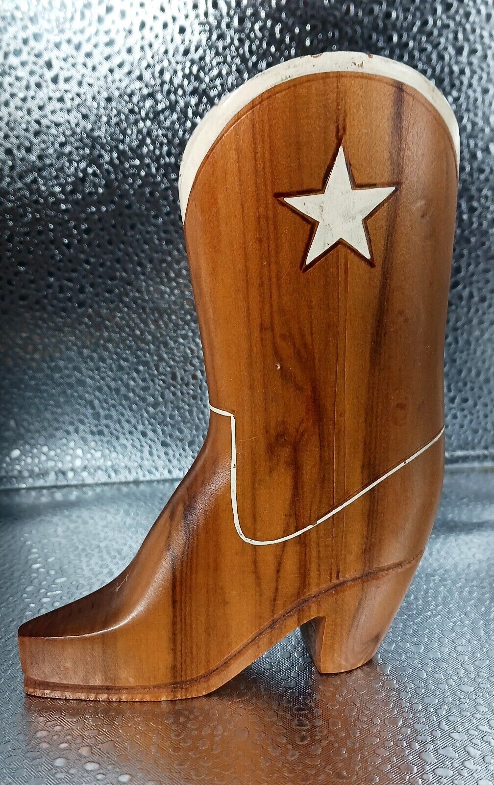 Vintage 1943 Hand-carved Wooden Cowboy Boot Lone Star Souvenir Rapid City SD 