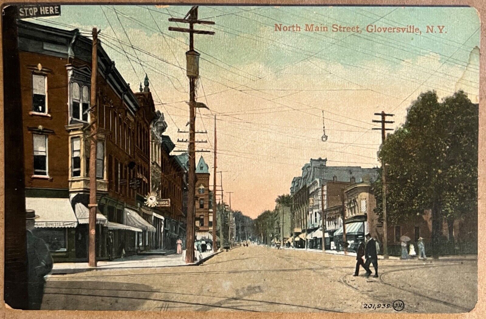 Gloversville New York North Main Street People  Antique Postcard c1910