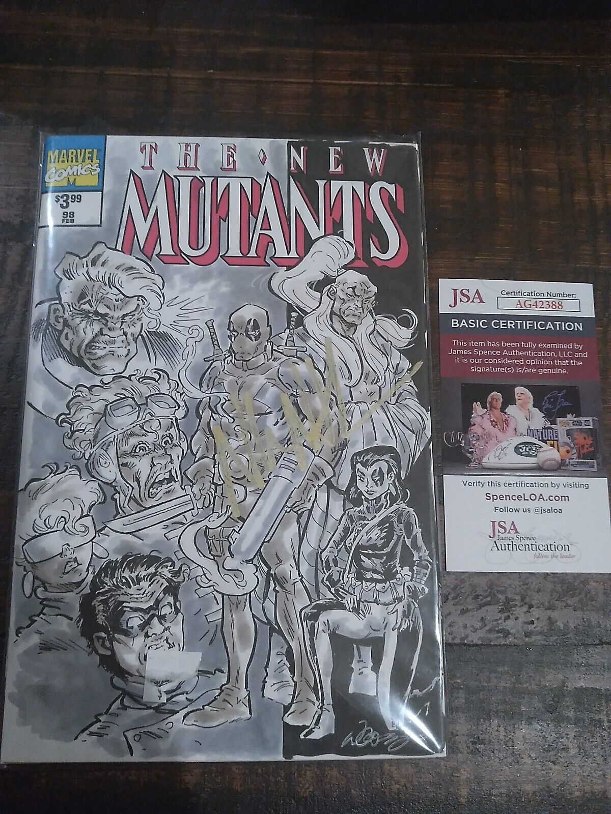 New Mutants 98 Sketch Cover Signed Nolan North Comic  Art John Lucas