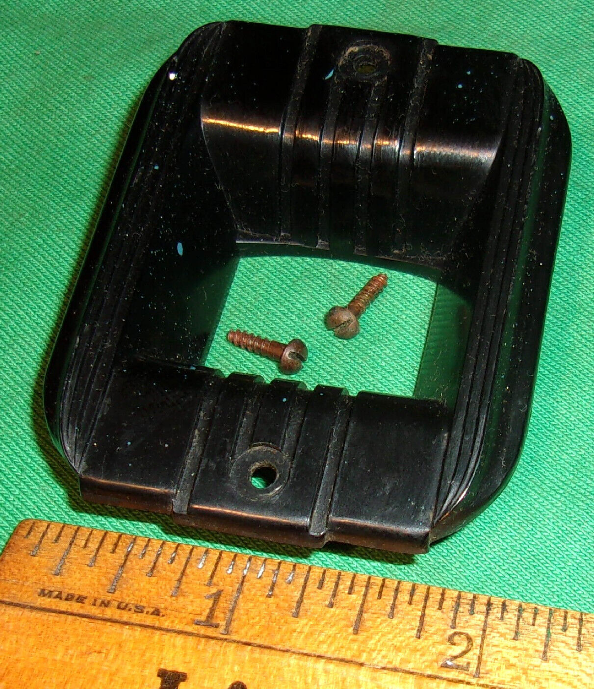 Philco 60 Black Bakelite Radio Dial Bezel w/ mtg. screws Clean (1934)