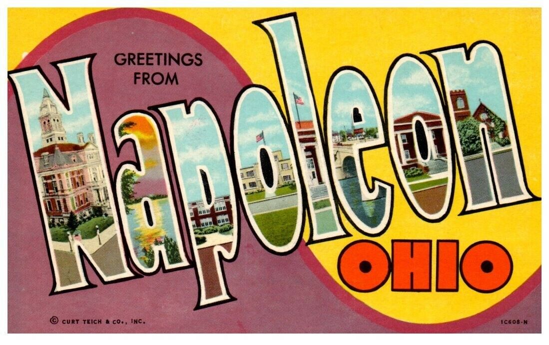 Vintage Greetings From Napoleon Ohio Postcard - P41