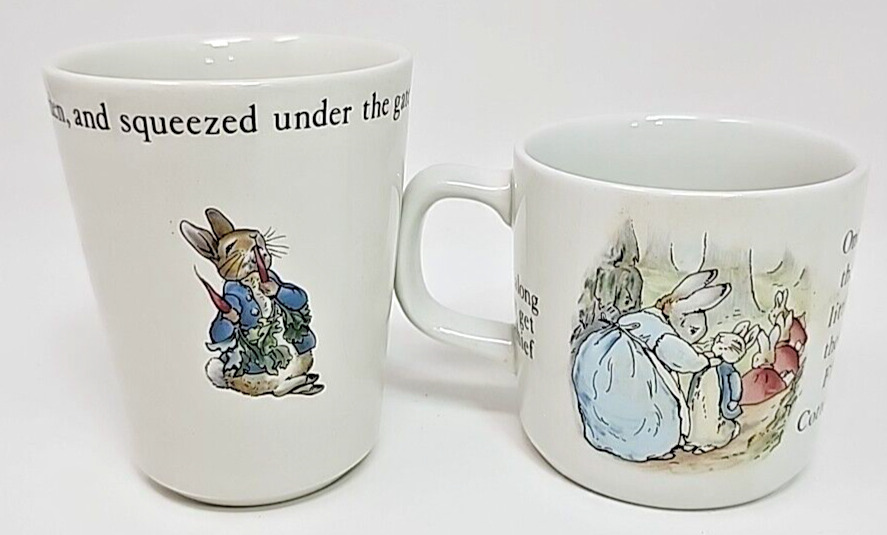 2 Beatrix Potter Peter Rabbit Tumbler Cup Wedgwood of Etruria MS