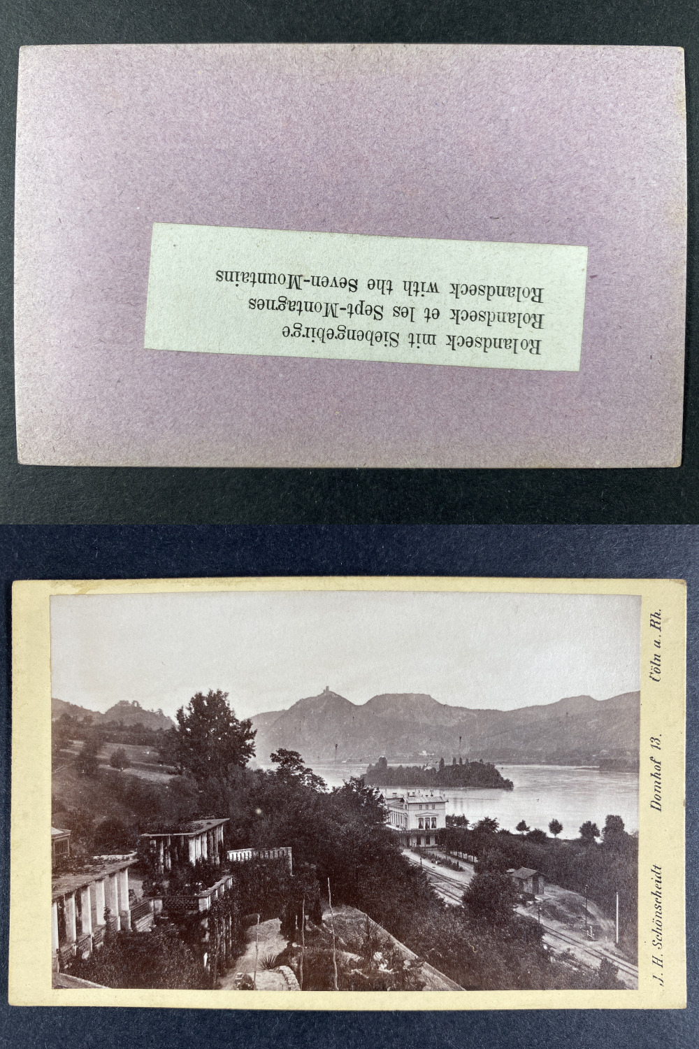 Deutschland, Germany, Rolandseck mit Siebengebirge vintage cdv albumen print, 