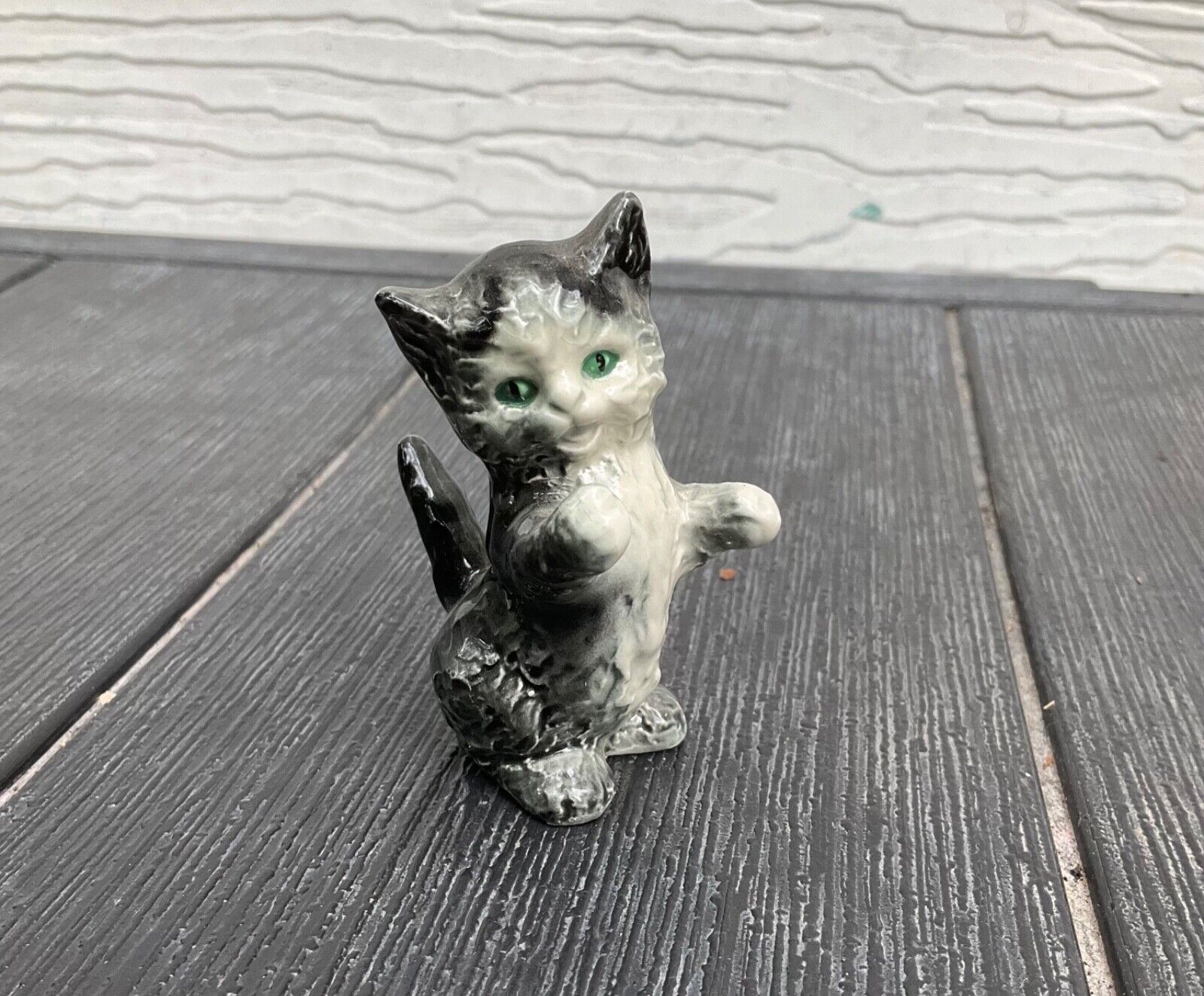 Vintage Goebel Miniature Porcelain Tabby Gray Standing Kitten Cat Figurine