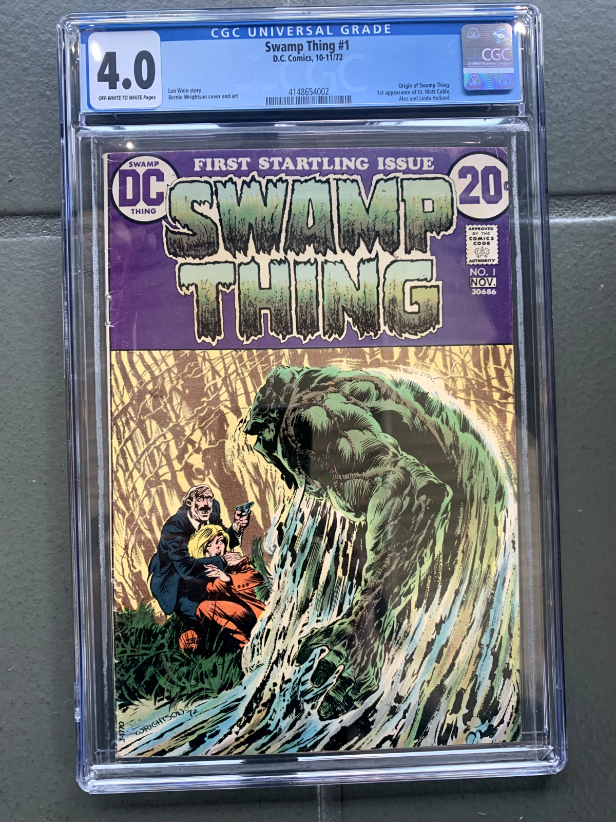 SWAMP THING #1  ~ CGC 4.0 ~ DC COMICS 1972 ~ Origin of Swamp Thing ~ 1st Solo