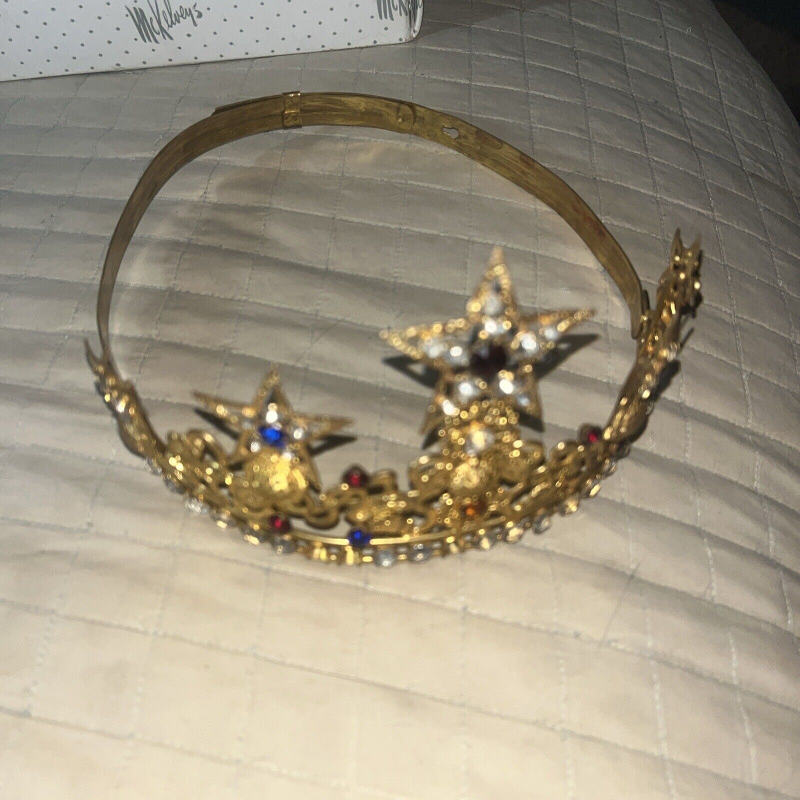 Antique Queen  OES Masonic Odd Fellows Rhinestone Tiara Crown